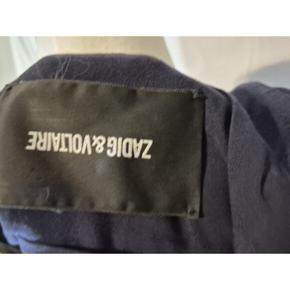 Zadig & Voltaire Womens Designer Navy Blue Satin Reveal Stain Dress Large - Picture 11 of 11